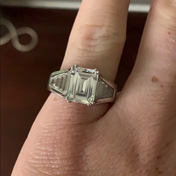 QVC Diamonique 4.80ct Emerald Cut Ring - Picture 2 of 5